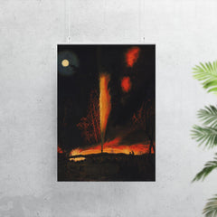 Burning Oil Well at Night by James Hamilton, 1861 poster 7