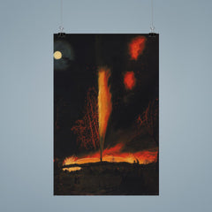Burning Oil Well at Night by James Hamilton, 1861 poster 9