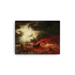 Burning Ship by Marcus Larsson canvas print on a plain backdrop in size 12"x16".
