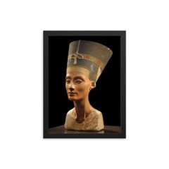 Bust of Queen Nefertiti by Thutmose, 1340 BCE framed print on a plain backdrop in size 12"x16".