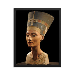 Bust of Queen Nefertiti by Thutmose, 1340 BCE framed print on a plain backdrop in size 16"x20".