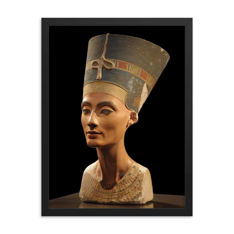 Bust of Queen Nefertiti by Thutmose, 1340 BCE framed print on a plain backdrop in size 18