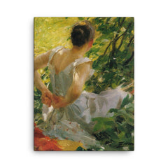 By Anders Zorn, Swedish Artist 1860-1920 canvas print on a plain backdrop in size 18"x24".