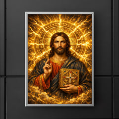 Byzantine Christ Pantocrator in gold storm halo poster 5