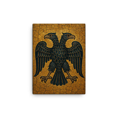 Byzantine eagle mosaic on cracked gold ground canvas print on a plain backdrop in size 12"x16".