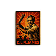 C L R James cricket and revolution canvas print on a plain backdrop in size 12"x16".