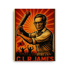 C L R James cricket and revolution canvas print on a plain backdrop in size 16"x20".