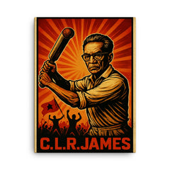 C L R James cricket and revolution canvas print on a plain backdrop in size 18"x24".