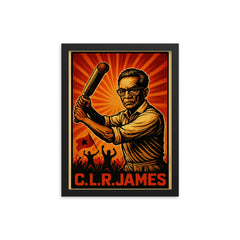 C L R James cricket and revolution framed print on a plain backdrop in size 12"x16".