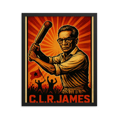 C L R James cricket and revolution framed print on a plain backdrop in size 16"x20".