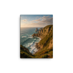 Cabo da Roca Cliffs Portugal canvas print on a plain backdrop in size 12"x16".