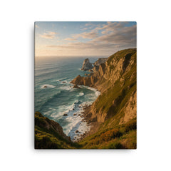 Cabo da Roca Cliffs Portugal canvas print on a plain backdrop in size 16"x20".