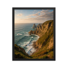Cabo da Roca Cliffs Portugal framed print on a plain backdrop in size 16"x20".
