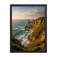 Cabo da Roca Cliffs Portugal framed print on a plain backdrop in size 18"x24".
