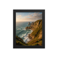Cabo da Roca Cliffs Portugal framed print on a plain backdrop in size 8"x10".