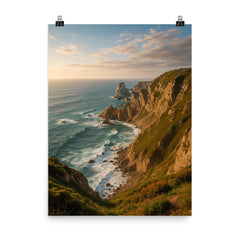 Cabo da Roca Cliffs Portugal poster on a plain backdrop in size 8"x10".