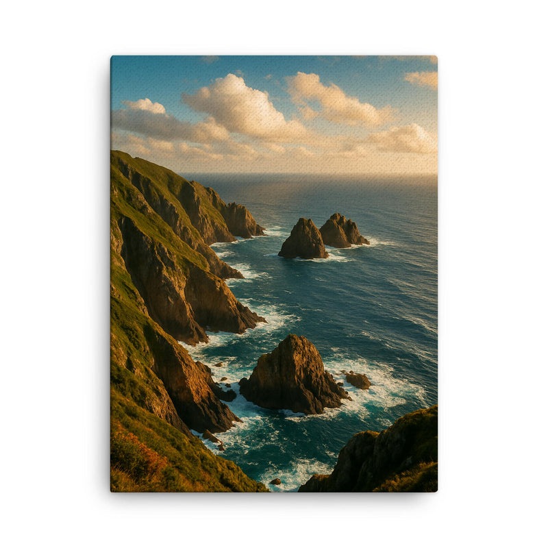 Cabo Ortegal Cliffs Galicia Spain canvas print on a plain backdrop in size 18