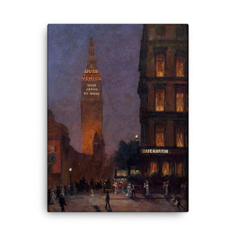 Cafe Martin at Night, Madison Square Park, New York by Rodighiero, 1902 canvas print on a plain backdrop in size 18
