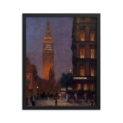 Cafe Martin at Night, Madison Square Park, New York by Rodighiero, 1902 framed print on a plain backdrop in size 16"x20".