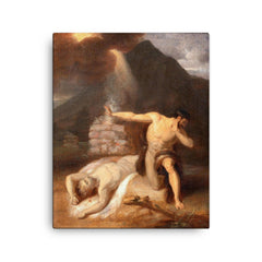Cain and The Death of Abel by William Blake, 1790 canvas print on a plain backdrop in size 16"x20".