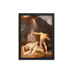 Cain and The Death of Abel by William Blake, 1790 framed print on a plain backdrop in size 12"x16".