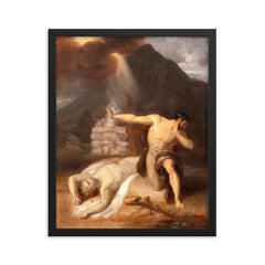 Cain and The Death of Abel by William Blake, 1790 framed print on a plain backdrop in size 16"x20".