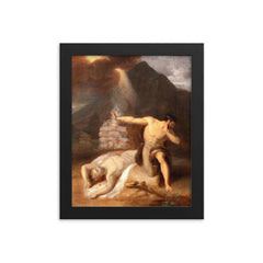 Cain and The Death of Abel by William Blake, 1790 framed print on a plain backdrop in size 8"x10".