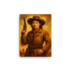 Calamity Jane canvas print on a plain backdrop in size 12"x16".