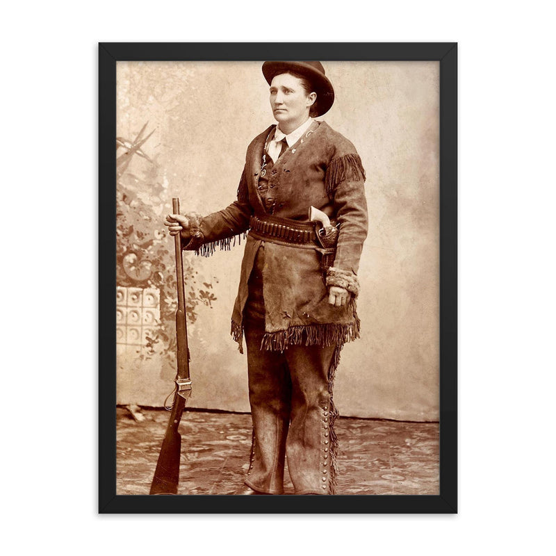 Calamity Jane framed print on a plain backdrop in size 18