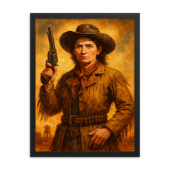 Calamity Jane framed print on a plain backdrop in size 18"x24".