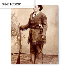 Calamity Jane metal print on a plain backdrop in size 16"x20".