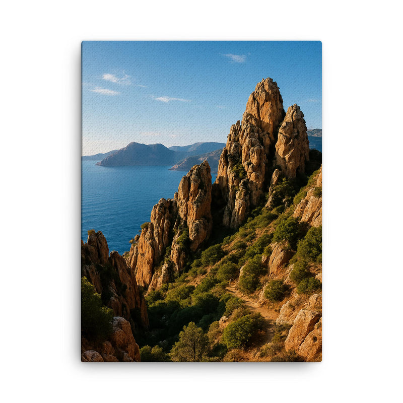Calanques de Piana Corsica France canvas print on a plain backdrop in size 18