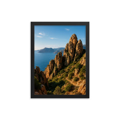 Calanques de Piana Corsica France framed print on a plain backdrop in size 12"x16".