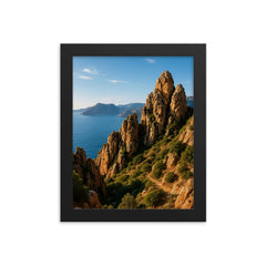 Calanques de Piana Corsica France framed print on a plain backdrop in size 8"x10".