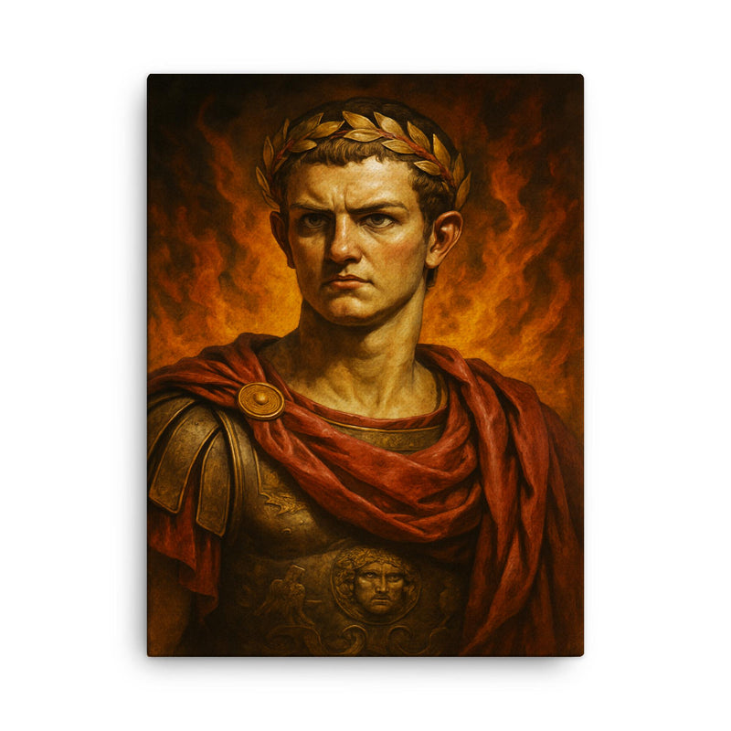 Caligula canvas print on a plain backdrop in size 18
