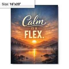 Calm is a flex metal print on a plain backdrop in size 16"x20".