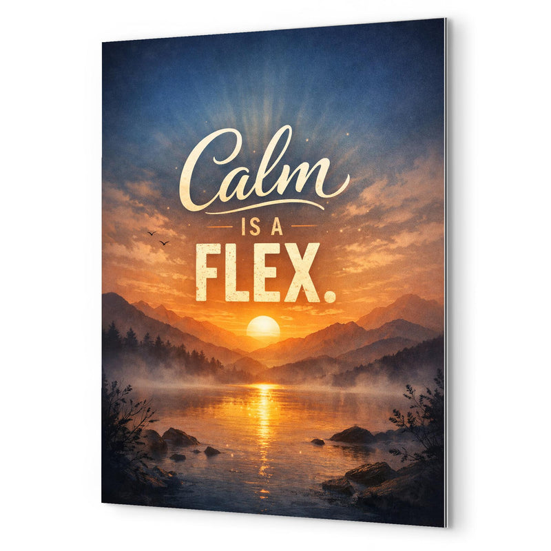 Calm is a flex metal print mockup