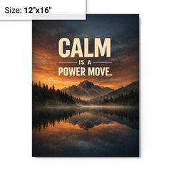 Calm is a power move metal print on a plain backdrop in size 12"x16".