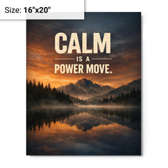 Calm is a power move metal print on a plain backdrop in size 16"x20".