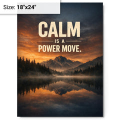 Calm is a power move metal print on a plain backdrop in size 18"x24".