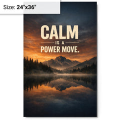 Calm is a power move metal print on a plain backdrop in size 24"x36".