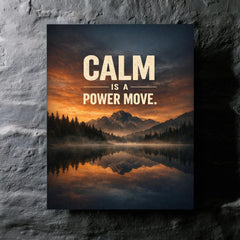 Calm is a power move metal print mockup