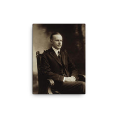 Calvin Coolidge canvas print on a plain backdrop in size 12"x16".