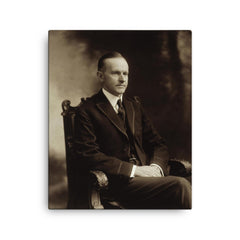 Calvin Coolidge canvas print on a plain backdrop in size 16"x20".