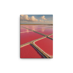 Camargue Pink Salt Pans France canvas print on a plain backdrop in size 12"x16".