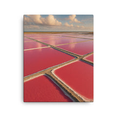 Camargue Pink Salt Pans France canvas print on a plain backdrop in size 16"x20".