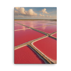 Camargue Pink Salt Pans France canvas print on a plain backdrop in size 18"x24".