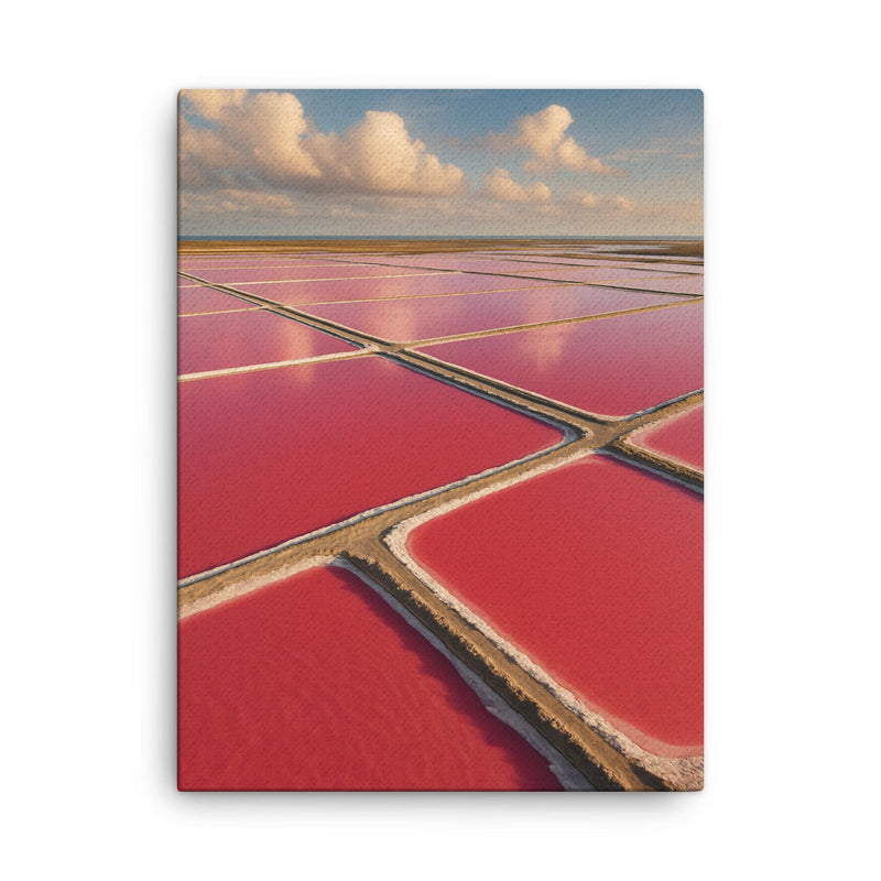 Camargue Pink Salt Pans France canvas print on a plain backdrop in size 18