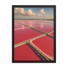 Camargue Pink Salt Pans France framed print on a plain backdrop in size 18"x24".
