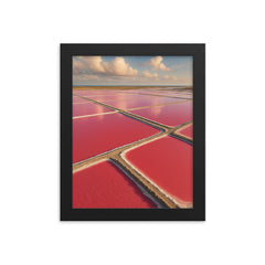 Camargue Pink Salt Pans France framed print on a plain backdrop in size 8"x10".